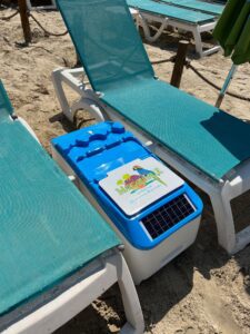 LounGenie all-in-one cabana system with solar charging.