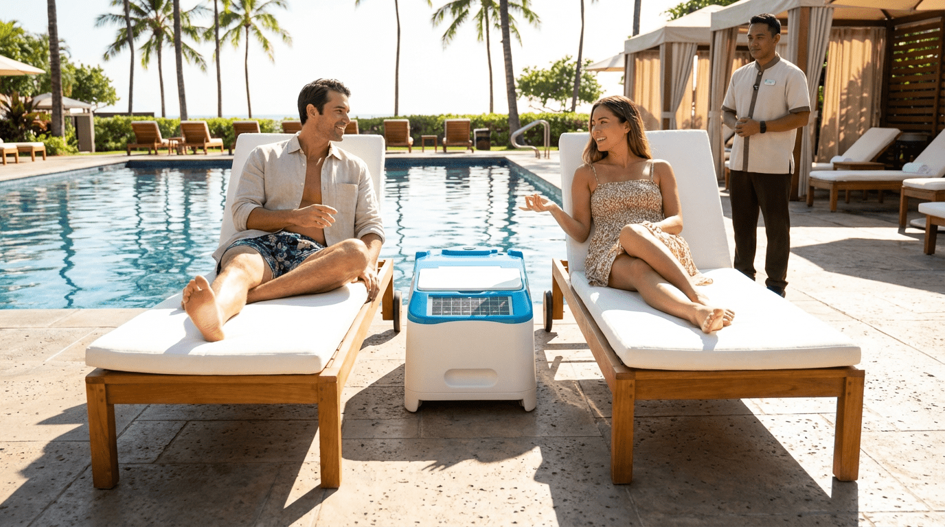 LounGenie all-in-one cabana system with solar charging