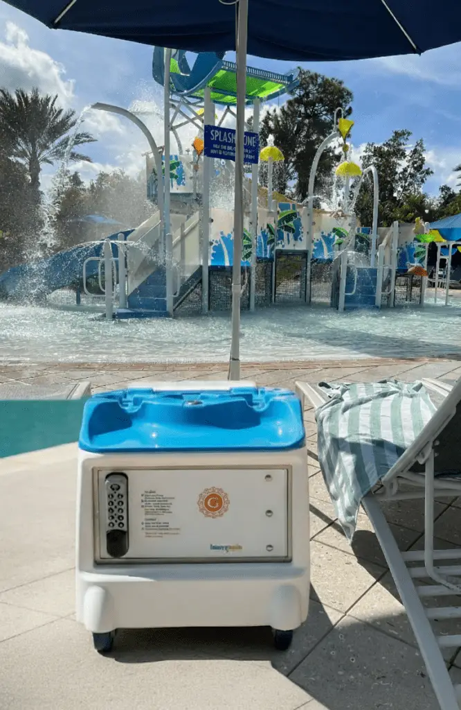 Guest locking valuables in smart cabana system waterproof safe